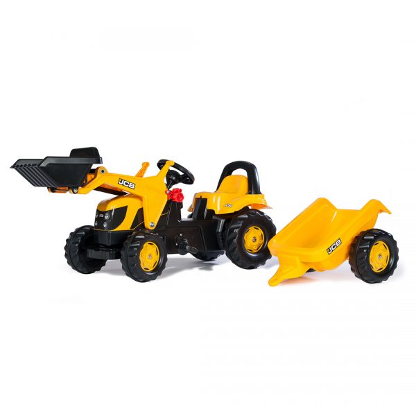 Tractor de Pedales rollyKid JCB con pala y remolque